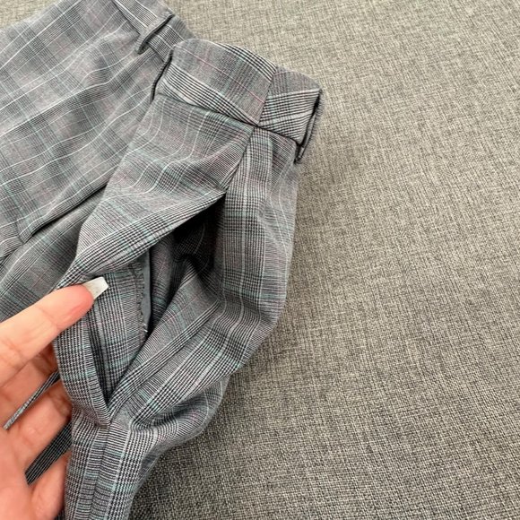Amanda Smith Plaid Straight Pants Cuffed Size 4 Gray Black Teal Work Business - Picture 11 of 16